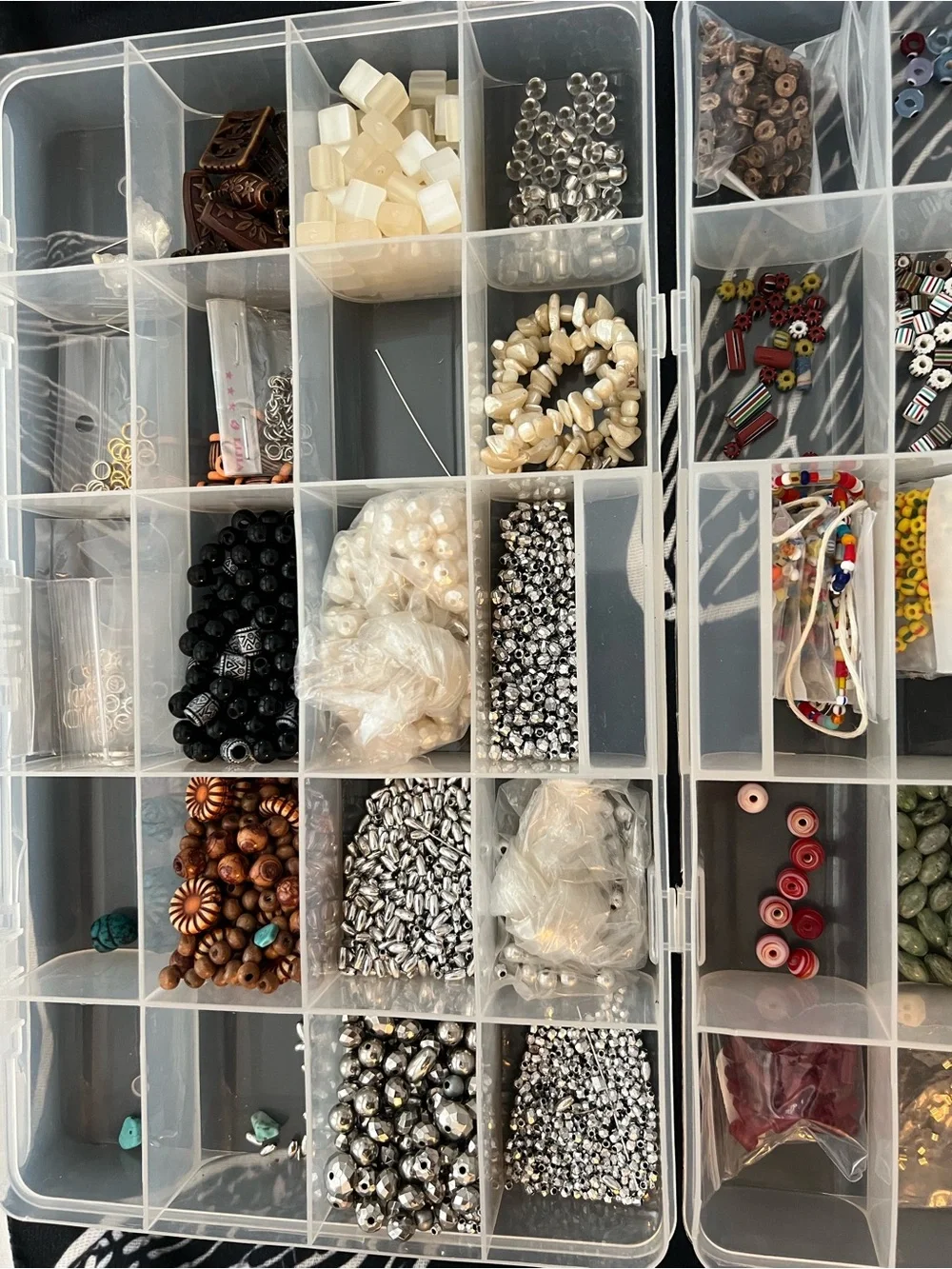 Clear Jewelry Bead Organizer Box in White - Versatile Compartment Storage